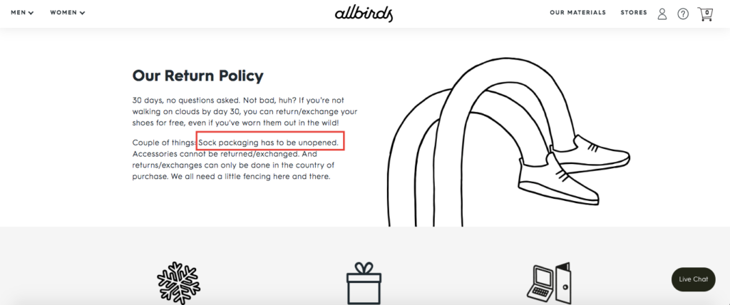 Allbirds exchange in on sale store